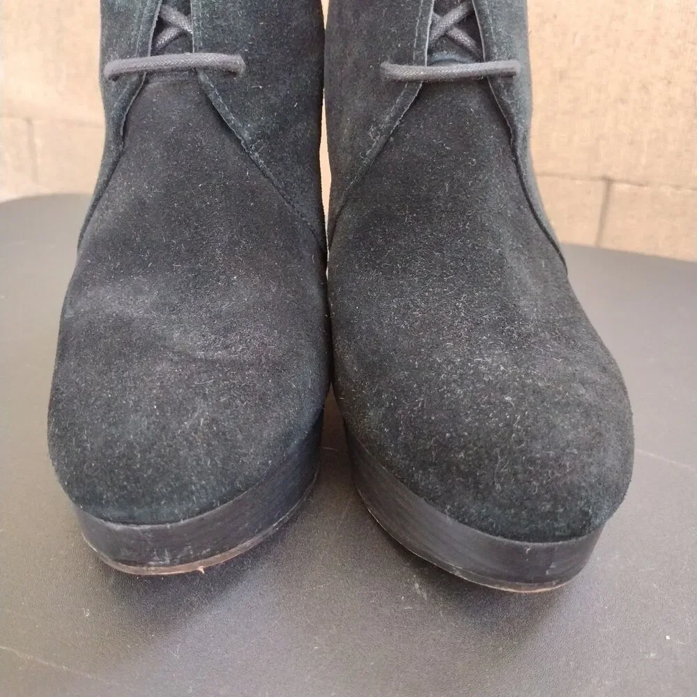 Michael Michael Kors Womens Pierce Lace Up Wedge Bootie Size 8.5 Black Suede